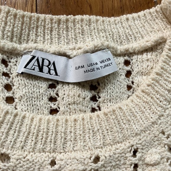 Zara Off White Crochet Top - Size M - Picture 2 of 2